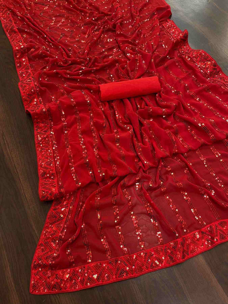 Beautiful Embroidery 3MM Sequence Lace Border on Saree