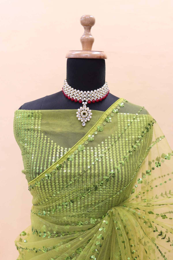Green Satin silk Saree