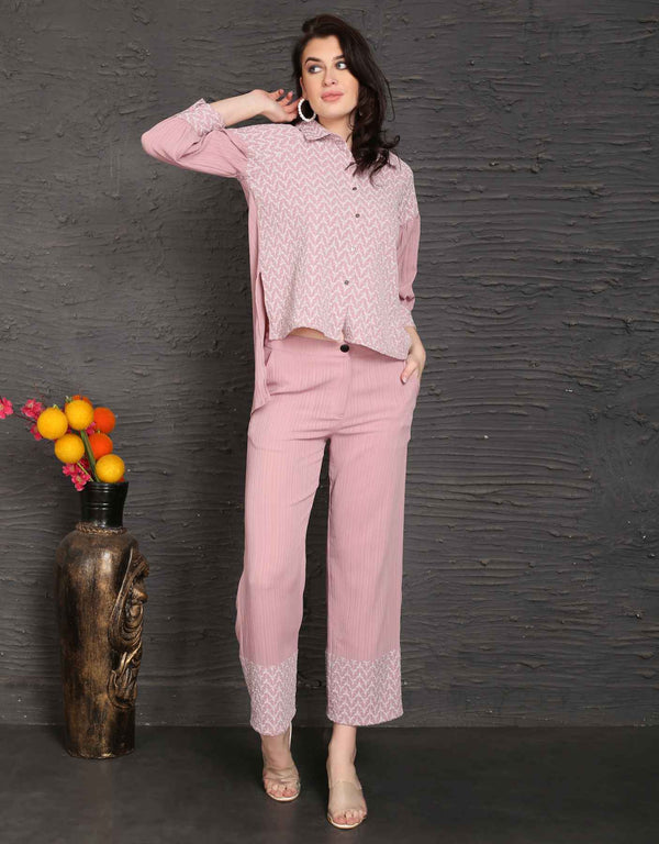 Pink Embroidered Top With Matching Pant