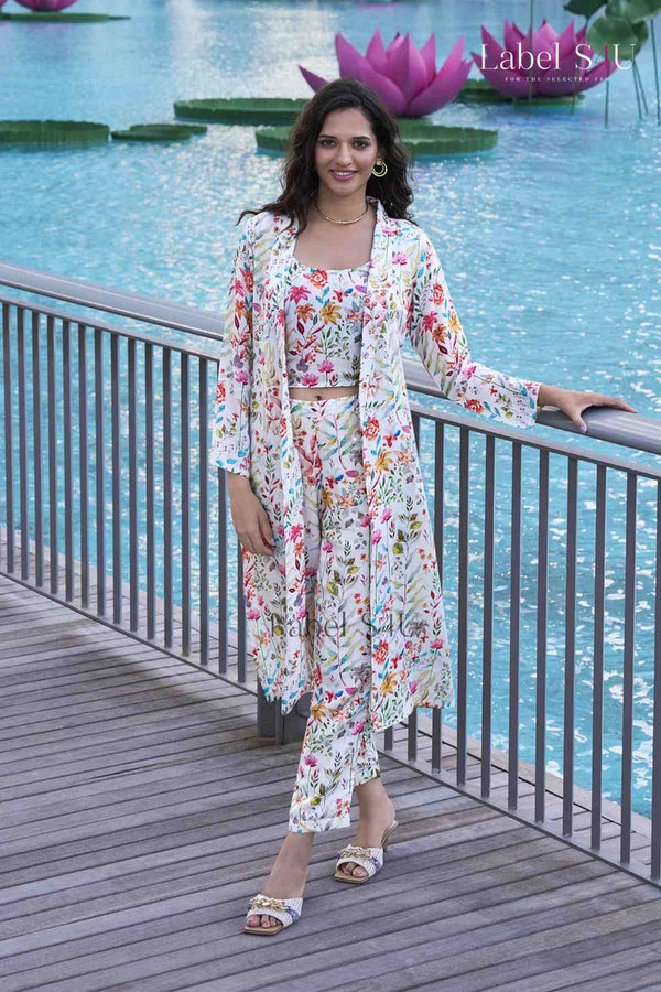 White Floral Printed co-ord set