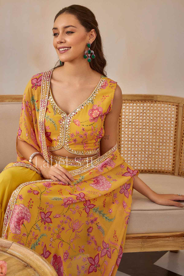 Yellow top Paired with a Stylish Gharara