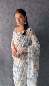 Pure Tebi Silk Organza with Beautiful Digital Printed Saree