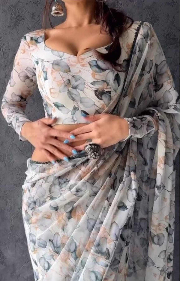 Pure Tebi Silk Organza with Beautiful Digital Printed Saree
