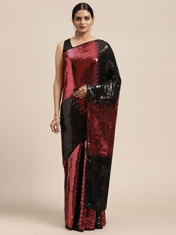 Black & Red  Fancy Embroidery 2 Colour Saree
