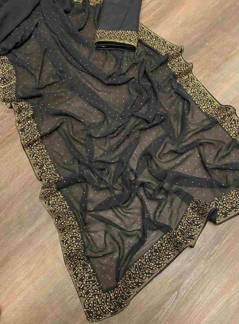 Soft Georgette Fabric Saree with Designer Swarovski Work