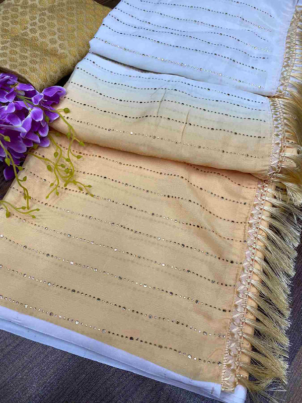 Yellow Chinon Silk Fabric