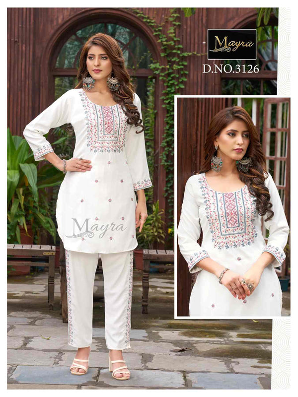White Embroidery tunic Trousers