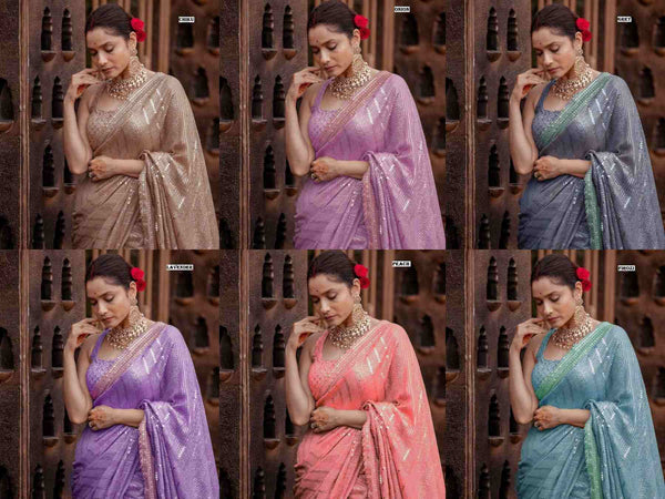 MAUVE HEAVY EMBROIDERY COADING SEQUENCE LACE BORDER ON SAREE