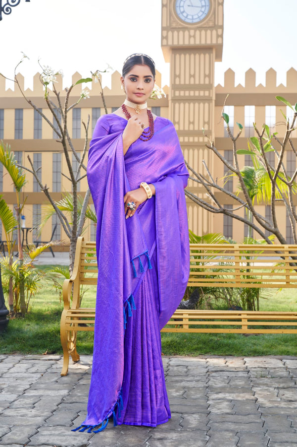 Purple Kubera Pattu Silk Fabric Weaving Sarees Silk Designer Saree