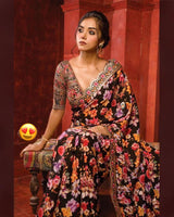 BEAUTIFUL DIGITAL PRINT WITH EMBRODERY HEAVY SEQUENCE SAREE