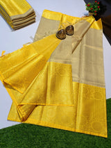 Yellow Rich Jaquerd Pallu Banarasi Tissue Saree
