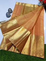 Orange Rich Jaquerd Pallu Banarasi Tissue Saree