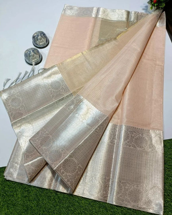 Pink Banarasi Silver Tissue Saree