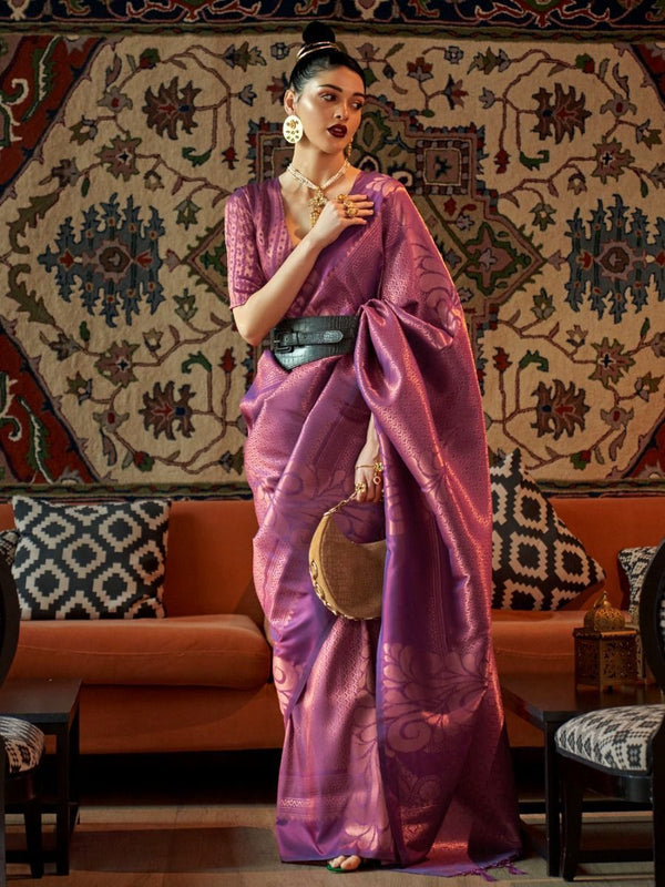 Purple Handloom Silk Saree