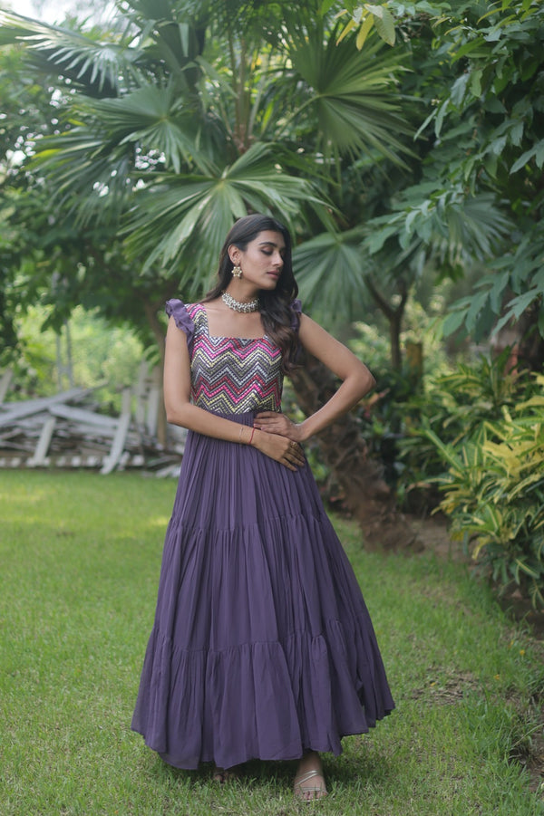 Purple Premium Readymade Designer Gown
