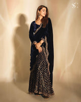 Fancy Velvet Sequences Embroidered Work  Plazo With Blouse And Dupatta