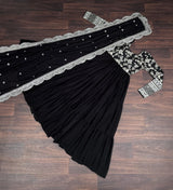 Black Viscose Dyable Jacquard Gown Dupatta