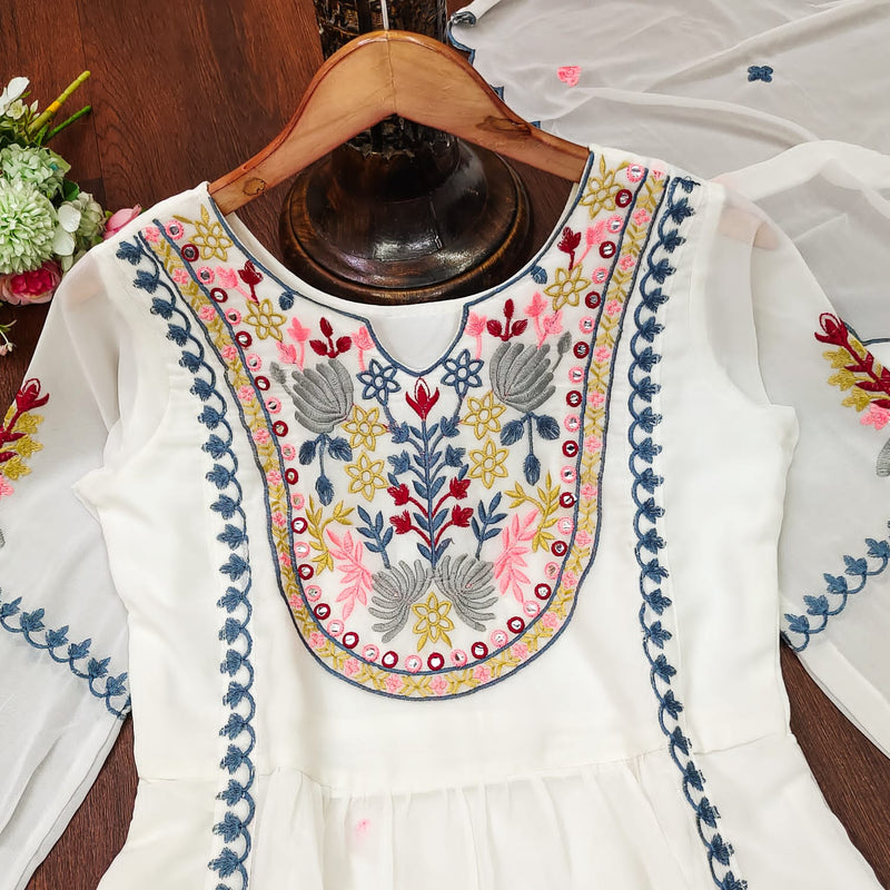 Pearl White Embroidery Suit