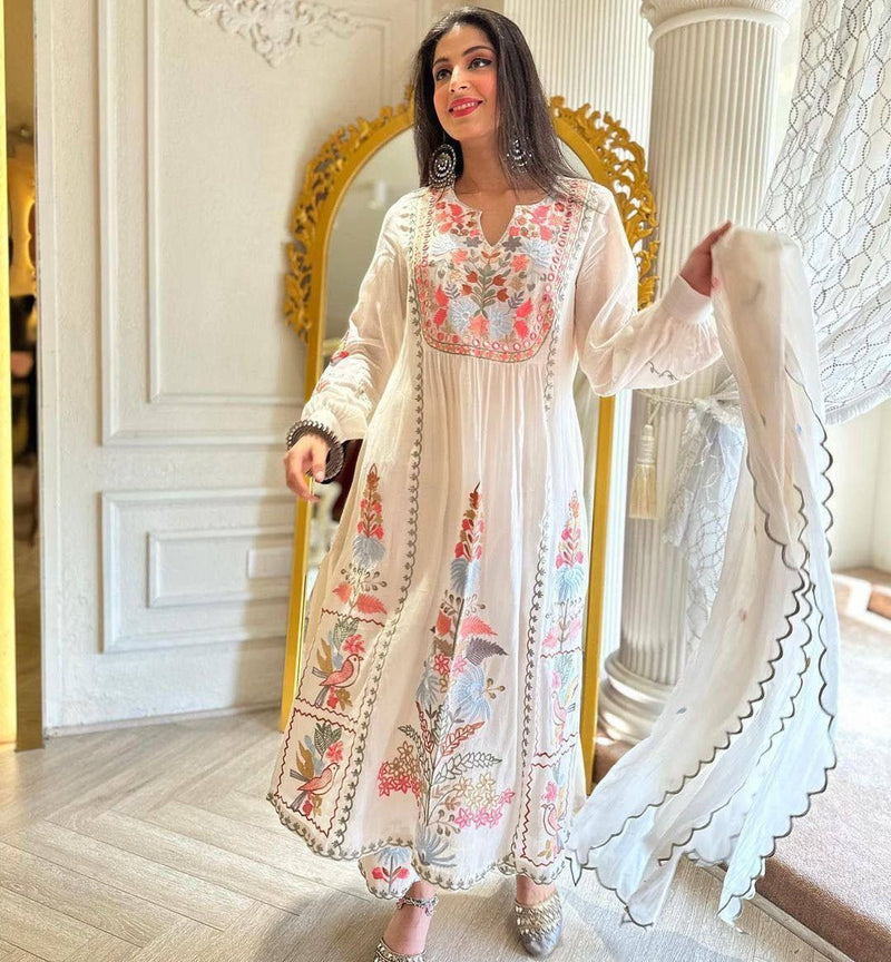 Pearl White Embroidery Suit