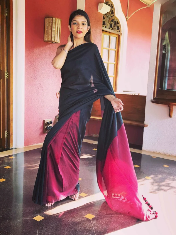 Red Wine and Black Olives Saree
