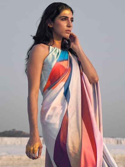 Multicolor Saree Crafted In Satin