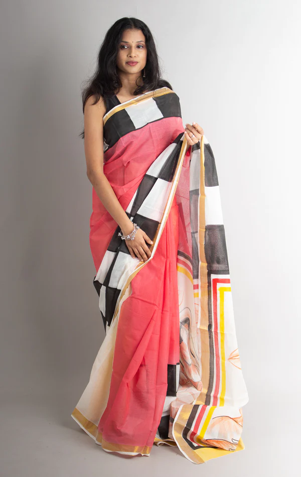 Multicolor Hand Painted Saree