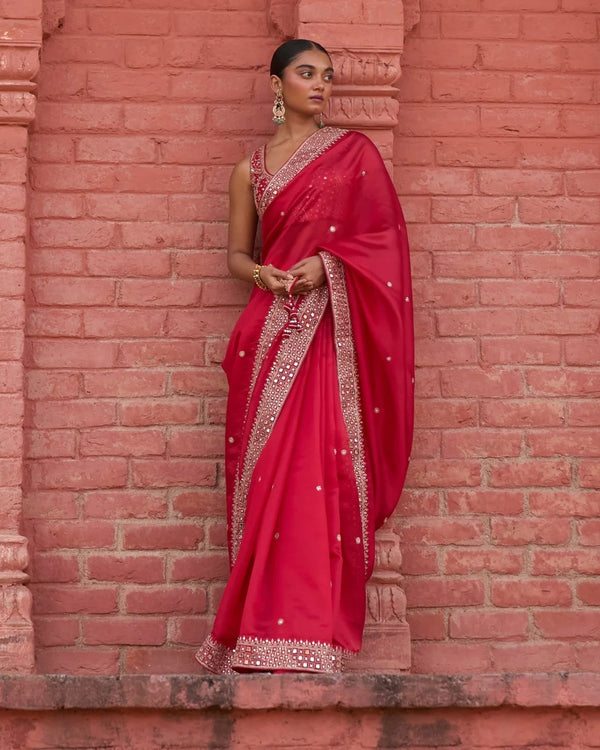 Red Rangoli Silk Saree