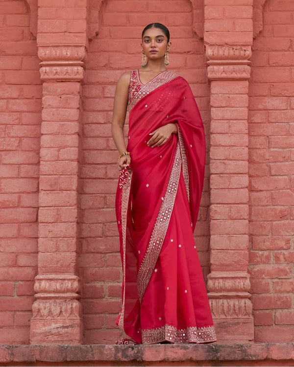 Red Rangoli Silk Saree