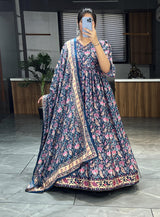 Floral Printed Gowns With Dupatta