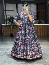 Floral Printed Gowns With Dupatta