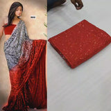 Red 3 Mm And 5mm Khichdi Sequence Work Done On Saree