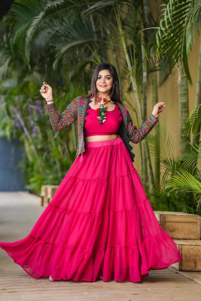 SHUBHKALA Green Semi-Stitched Lehenga & Unstitched Blouse with Dupatta &  Jacket Price in India, Full Specifications & Offers | DTashion.com